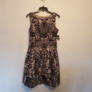 Gabby Skye Flocked Velvet Cocktail Dress